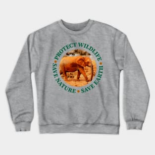 Wildlife Conservation Earth Day Elephants Crewneck Sweatshirt